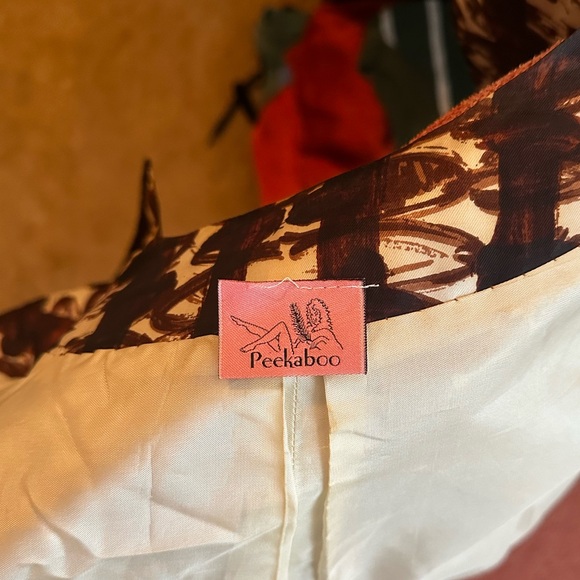 Vintage 1960s Short Dress Bolero Shrug Brown Pattern - Picture 3 of 3